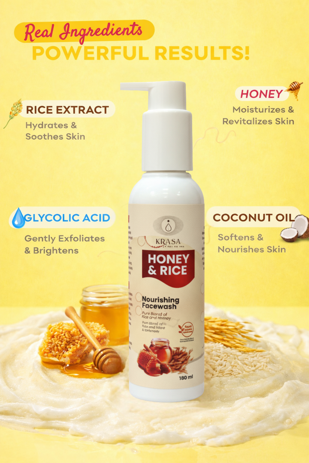 KRASA Honey & Rice Facewash