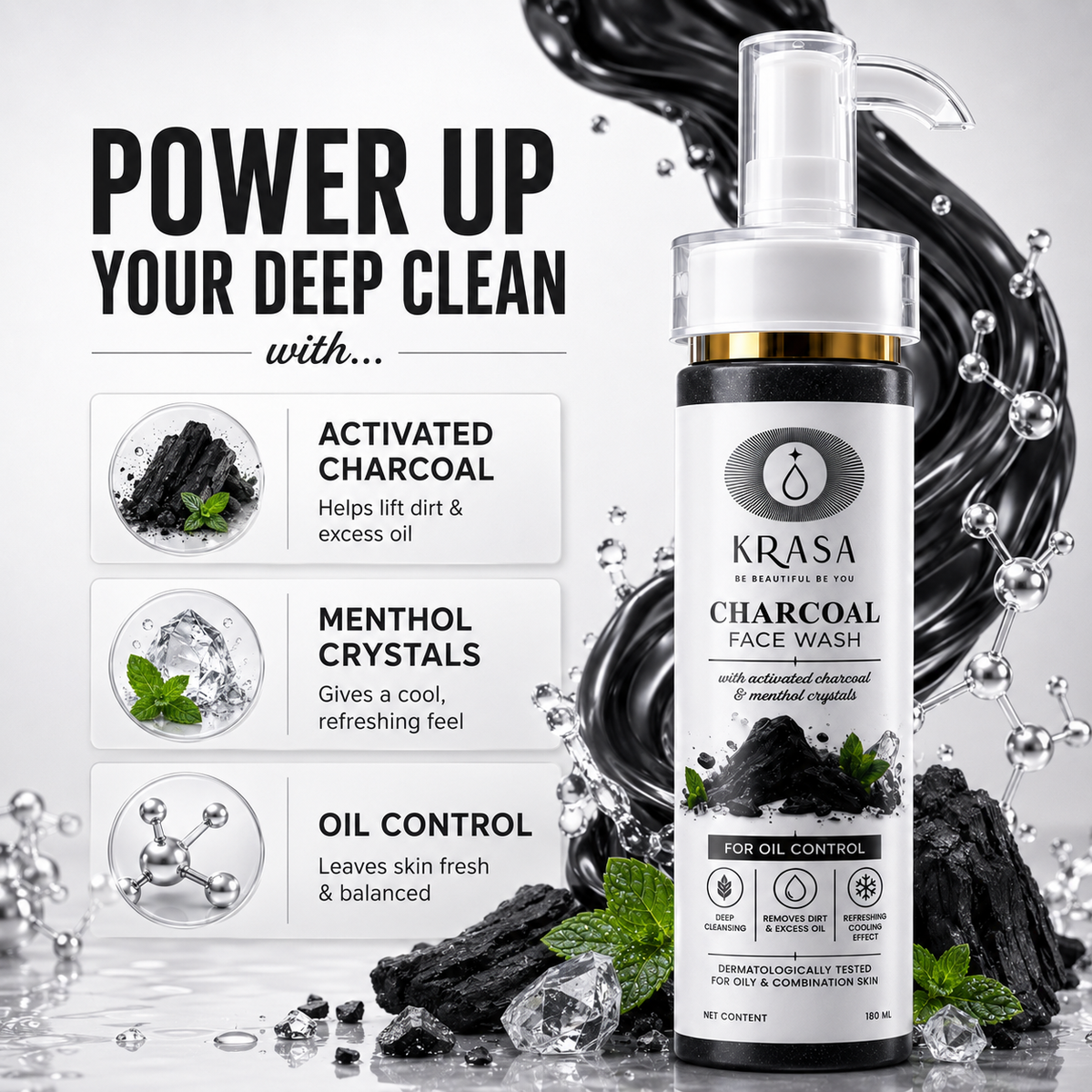 KRASA CHARCOAL FACEWASH