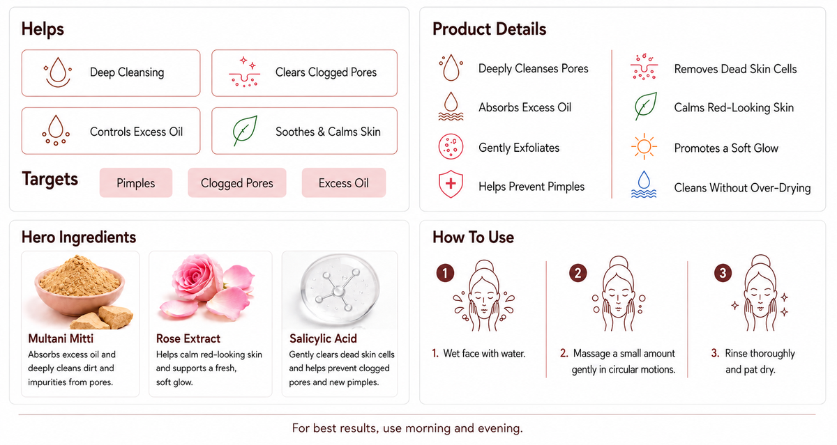 KRASA MULTANI MITTI FACE WASH